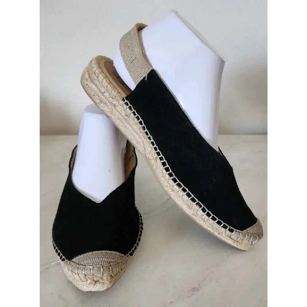 Salvi Handmade In Spain Sling Back Leather Suede Espadrille Shoes 39 EU/US 8.5